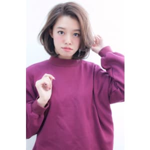デジタルパーマの前髪長めのひし形ボブ【H-344】