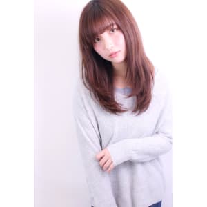 小顔バングの内巻きロング【H-387】