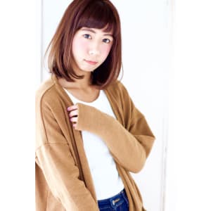 グレージュカラーストレートワンカールロブ　AKI-83