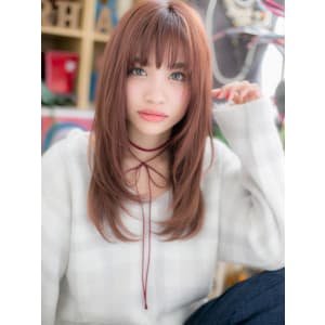 ガーリーピンクのカジュアルロング