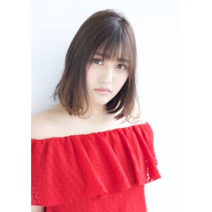 グレージュ外はねワンカールロブ【N-585】