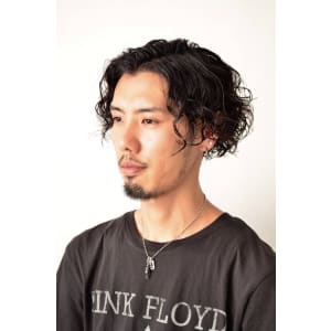 ツーブロック★マッシュ黒髪ウェーブ	