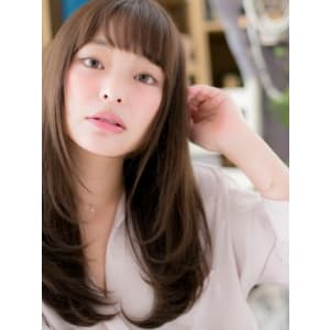黒髪ｘ斜めバング☆小顔ストレート