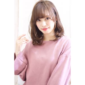 フェミニンパーマ 小顔バングヘア
