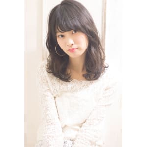 ゆるふわデジタルパーマ 暗髪ロングヘア