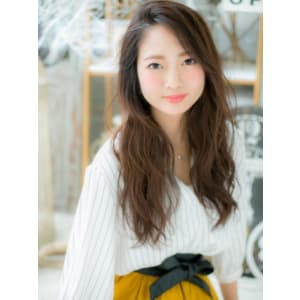 小顔かきあげバングアシンメトリーゆるふわウェーブ30代40代