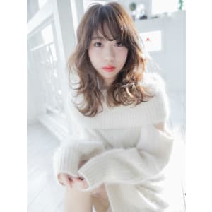 姫カット☆ベビーベージュセミロング