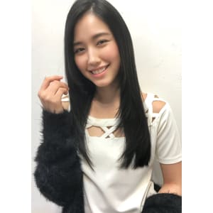 大人ワンカール小顔ロング ナチュラルコスメストレートネイビー