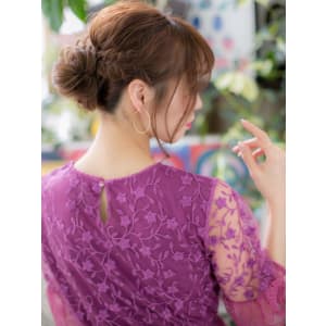 小顔パーティセット☆大人可愛いゆるふわシニヨンヘアアレンジ
