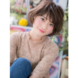 30代40代大人女性に人気♪ハーブカラーくせ毛風小顔ミニボブ
