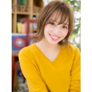斜めバング★外ハネカジュアル小顔ボブ