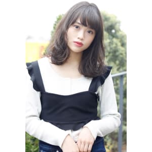 暗髪アッシュヘア ミックスパーマ