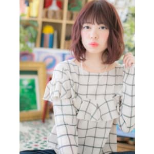 大人かわいい♪甘めカラー☆くせ毛風ミディ