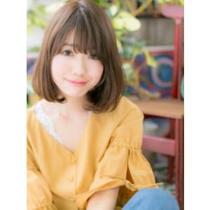 斜めバングｘココアブラウン☆ツヤ髪小顔ワンカールボブ