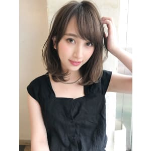 小顔ミディ ナチュラルワンカールパーマ