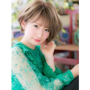 ハイトーン☆くせ毛風ゆるウェーブ小顔ショート