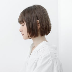 シースルーバンググレージュボブ