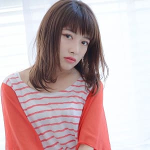 オン眉バンググレージュミディ