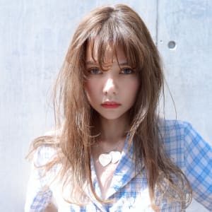 フリンジバンググレージュセミロング