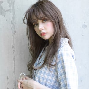 フリンジバンググレージュセミロング
