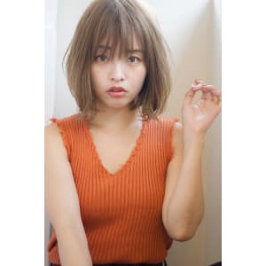 【添田】外ハネワンレン切りっぱなしボブ大人可愛い斜めバング