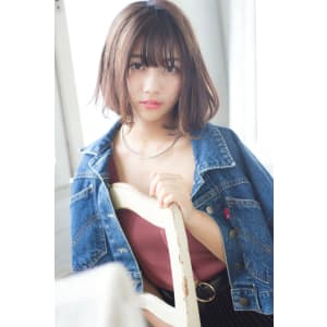 添田】ワンレン,切りっぱなしも大人かわいい斜めバングボブ
