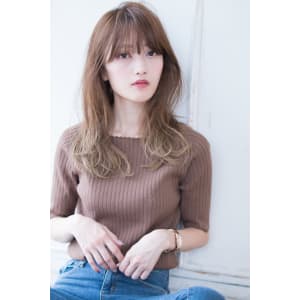 秋のワンカールハイライトカラーロブスタイル AKI-375