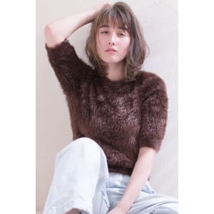ボアニットが似合うワンカールグレージュボブ AKI-379