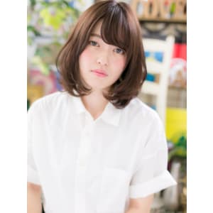 斜めバングxインナーカラー★ワンカールレイヤーミディ