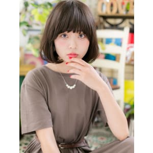 大人かわいい厚めバング♪黒髪ワンカールマッシュボブ