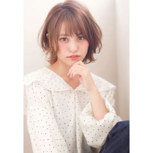 【添田】ひし形シルエット大人の小顔ボブ斜めバング グレージュ