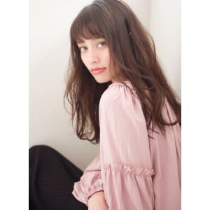 【添田】ヴェールウェーブなフェザーロング斜めバンググレージュ