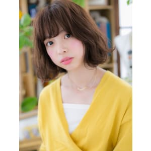 斜めバング♪くせ毛風ガーリーボブ