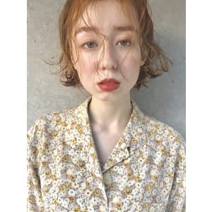 ゆるっとボブ、スタイリング　オレンジヘアー　yurie