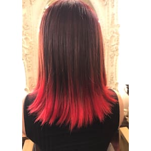 【平尾美容院JUMPUSH】ビビットな赤グラデーションカラー