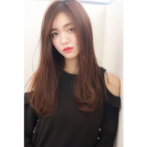 【添田】3Dカラー ワンレン大人ロング斜めバングブルージュ