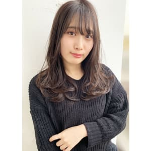 大人暗髪ワンカール シースルー抜け感バングM229