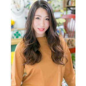かきあげバングが◎アシンメトリーロング ゆる巻きロング