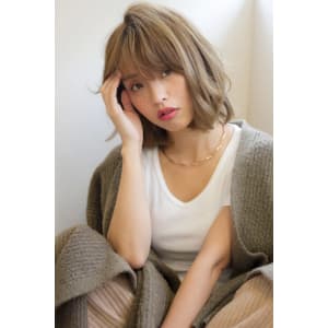 大人かわいい厚めバングの小顔ひし形ボブ3カラー