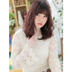 トレンドカラーで♪小顔くせ毛風ミディ　スプリングウェーブ