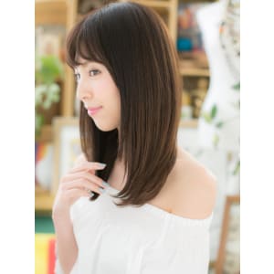しっとりまとまる♪小顔黒髪ストレート　エレガントロング