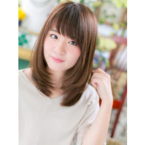 斜めバングのミディアムストレート フェミニンストレート - COVER HAIR bliss 戸田公園西口店【カバーヘアブリス トダコウエンニシグチテン】掲載中