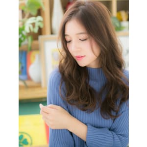 アシンメトリーで小顔★フェザーロング　ゆる巻きロング