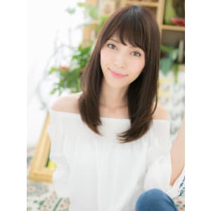 しっとりまとまる♪小顔黒髪ストレート フェミニンストレート