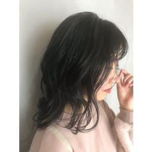 シースルー ヴェールウエーブ レイヤー 黒髪 カール