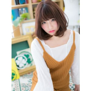 斜めバング×くせ毛風◎重めスタイルボブディ　キュートボブ