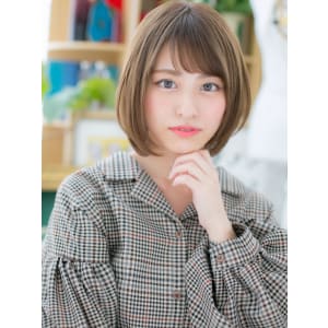 ナチュラル可愛い♪小顔サラツヤ前下がりボブ　キュートボブ