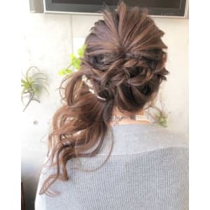編み込みサイドアップヘアアレンジ☆結婚式