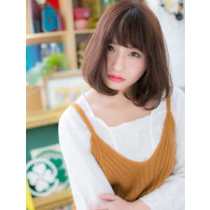 斜めバング×くせ毛風◎重めスタイルボブディ　エアリーカール