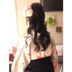 ハーフアップ☆袴の着付け